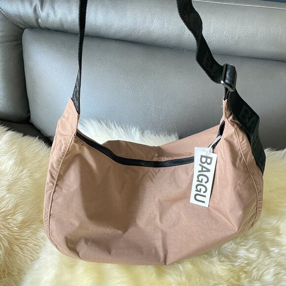 NWT Baggu Large Nylon Crescent Bag - Cocoa - Picture 3 of 5